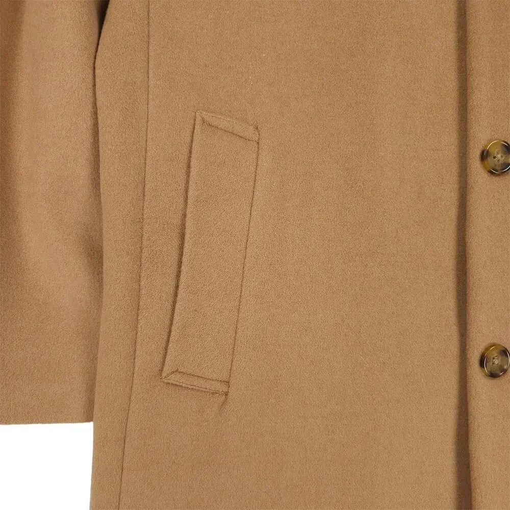Michael Kors Mens Modern Fit Overcoat 44L Beige Camel Wool & Cashmere Blend NWT